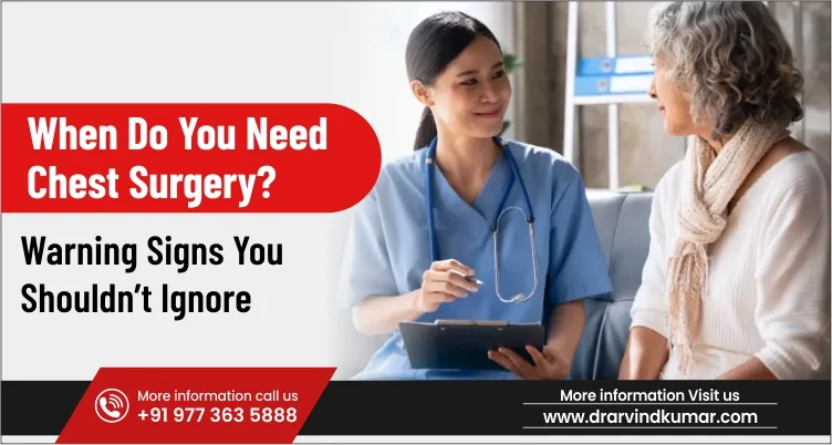 Nurse discussing chest surgery warning signs with an elderly patient