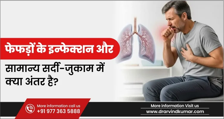 Man coughing and holding his chest while comparing cold and lung infection symptoms