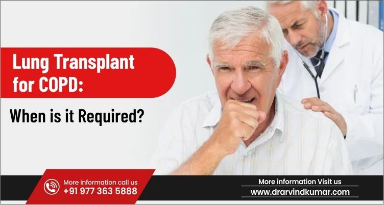 Elderly man with COPD being evaluated by a doctor for lung transplant